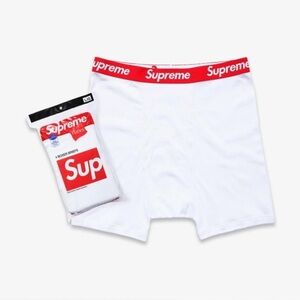 Hanes Men's White Boxer Briefs with Red Waistband